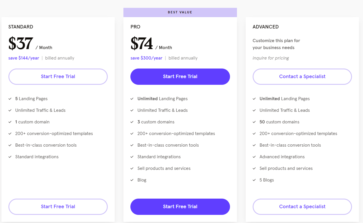 LeadPages Pricing Plan