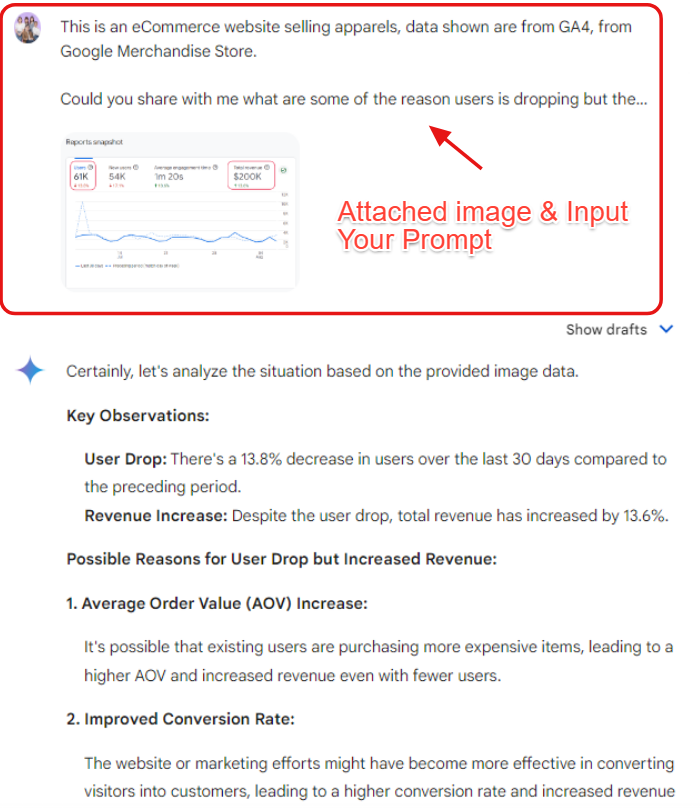 AI chatbot analyze GA4 data and provide insights