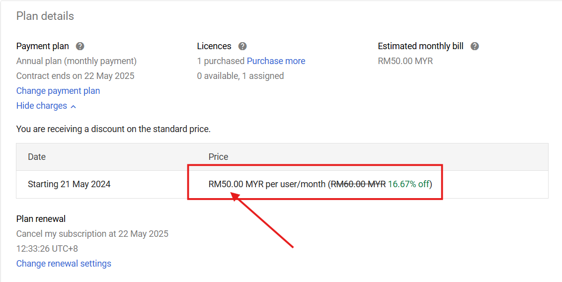 Previous Google Workspace Payment