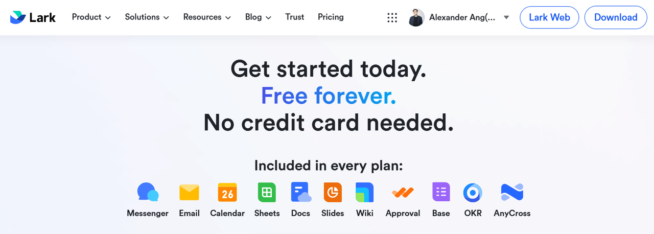 Larksuite Home Page